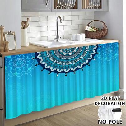 1 قطعة منشفة طاولة مطبوعة بنمط بوهيمي، ستارة مطبخ صغيرة، ستارة خزانة مع ثقوب للتعليق، سهلة التعليق، 100% بوليستر، مستطيلة، منسوجة، قابلة للغسل في الغسالة، ديكور وإكسسوارات المطبخ، مناسبة لخزائن المطبخ وديكور المنزل