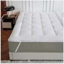10cm Thick Microfiber Mattress Topper With 4 Corner Elastic Straps, Suitable For Bedroom, Floor, Tatami Mat, Guest Room, Hotel, Daily Use, Wedding & Holiday Gift! - White - View 4