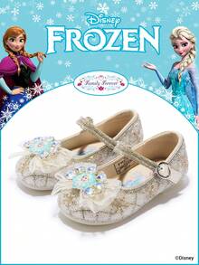 Disney 1 Pair Licensed Princess Shoes, Suitable For Daily And Holiday Outdoor Wear, Comfortable, Non-Slip, Breathable (Children Flat Shoes, Girls Shoes, Princess Shoes, Queen Shoes) - Beige - View 1