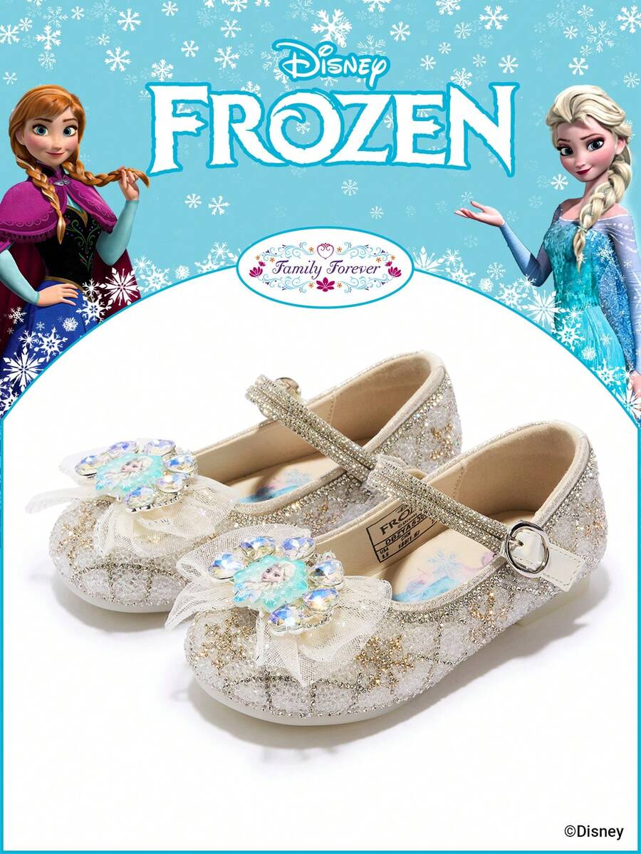 Disney 1 Pair Licensed Princess Shoes, Suitable For Daily And Holiday Outdoor Wear, Comfortable, Non-Slip, Breathable (Children Flat Shoes, Girls Shoes, Princess Shoes, Queen Shoes) - Beige - View 1