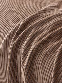 1pc Chenille Fashion Striped Solid Color Sofa Blanket, Classic Minimalist Style, Scratch-Resistant And Durable Pet-Friendly, Suitable For All Seasons To Protect Sofa In Bedroom, Living Room, Study, Office, Machine Washable - Coffee Brown - View 5