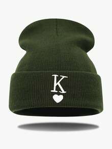 1pc Letter Casual Acrylic Embroidered Beanie Hat, Spring/Summer - Multicolor - View 4