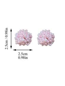 1 Pair Delicate Minimalist Fashion Woven Flower Stud Earrings, Suitable For Teenage Girls Daily And Festival Wear - Pink - View 6