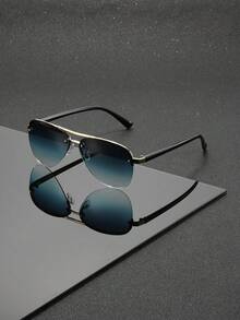 Fashionable Versatile Double-Bridge Fashion Glasses, Minimalist Streamlined Temples, , Suitable For Street Style, Gatherings, Vacation, And Commuting - Multicolor - View 13