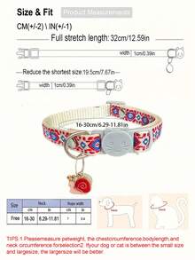 1pc Pet Collar With Embroidered Floral Pattern, Cartoon Pendant & Bell, Kitten/Puppy Neck Decoration Collar - Multicolor - View 3