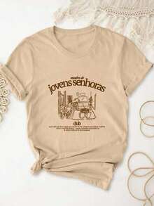 Young Ladies T-Shirt, 100% Combed Cotton - Beige - View 2