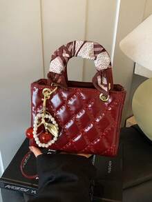 Dedoo Mẫu mới 2025, túi xách cao cấp sang trọng dành cho nữ, túi tote thêu kim cương, thích hợp cho kỳ nghỉ xuân/hè, đi học, đi làm hàng ngày, quà Giáng sinh, tiệc tùng, đám cưới và các dịp khác. - Màu Đỏ Sâu - Xem 4