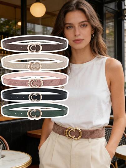 1pc Women's Smooth Buckle Waist Belt, Versatile Decoration For Dresses, Sweaters, Shirts, Casual & Business Jeans, Multi-Color