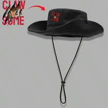 Quick-Dry Bucket Hat With Letter, Bohemian, Polyester Applique, Leopard Print, Distressed - Dark Green - View 6