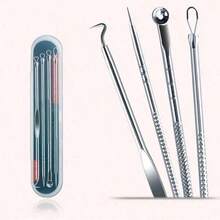 4-Piece Professional Blackhead Removal Set - Acne Removal Tools For Whitehead Acne Removal - Deep Cleansing And Skin Cleansing Tools For Acne Removal - Beauty Tools - Silver - View 2