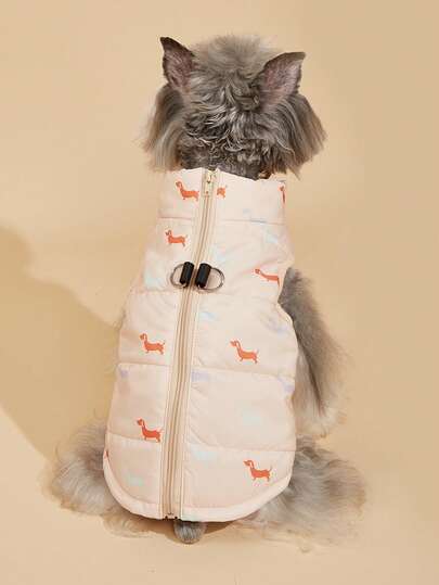 Autumn/Winter Pet Dog Pattern Zipper Jacket Vest Cotton Padded Coat