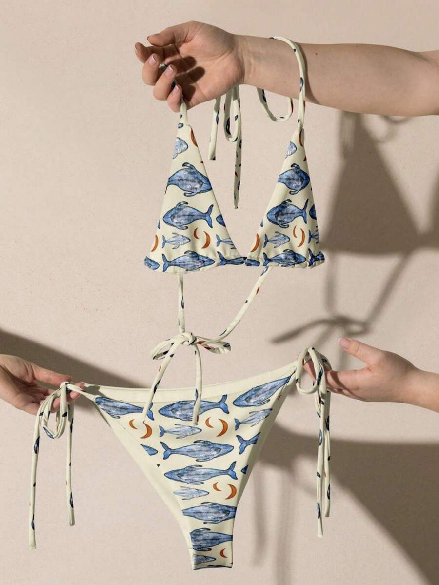 2026 Women's Beach Summer Swimsuit Set Random Print Spaghetti Strap Sexy Bikini , Summer Outfits - Nhiều màu - Xem 1