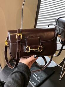 2026新款复古拼接手提包，高品质休闲单肩斜挎包。这款方形女包采用翻盖设计，适合通勤、购物、外出、约会和短途旅行。 - 咖啡 - 查看 8