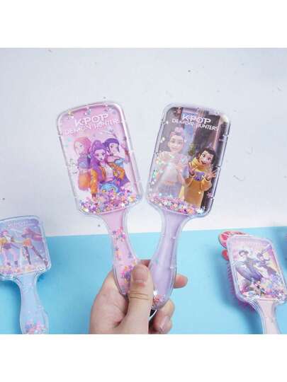 SHARLOVY 1pc Girl's Rock Music Style Hair Brush, Cartoon Cute Air Cushion Massage Comb, Random Style, Suitable For New Year, Valentine's Day, Easter Gifts