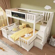 Kids Bed Frames, Headboards & Footboards - White + Wood+Metal - View 6