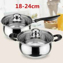 Olla de acero inoxidable de doble fondo, olla para sopa, utensilios de cocina multiusos no magnéticos, sartén antiadherente, olla usada para cocina de gas, olla caliente JVZK - 24 cm, dos asas - Ver 11