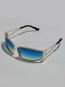 Y2K Retro Futuristic Glasses, Unisex, Unique Hollow-Out Luxury Frame, Slimming Daily Commute Essential - Multicolor - View 12