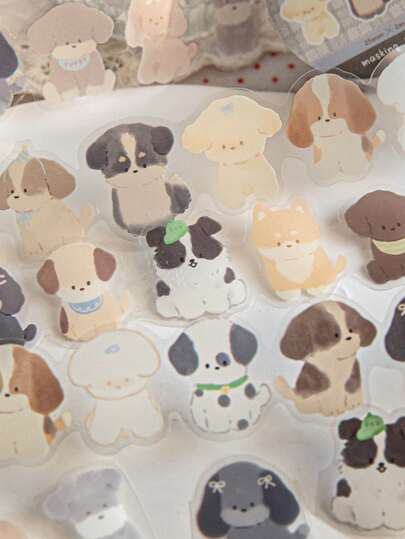 1 Rollo de cinta con formas de mascotas y patrones lindos, adecuada para regalos, oficina, hogar, marcado, etiquetado, aula, juguetes de entretenimiento, diarios de estudiantes, decoración vintage creativa, pegatinas decorativas DIY divertidas