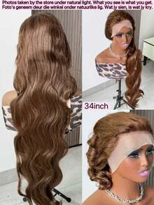 10-36 Inch Body Wave Lace Front Wigs Human Blended Hair Pre Plucked Glueless Wigs 13x4 HD Body Wave Lace Front Wigs Human Blended Hair For Women 180% Density Lace Closure Wigs Brown - Brown - View 5