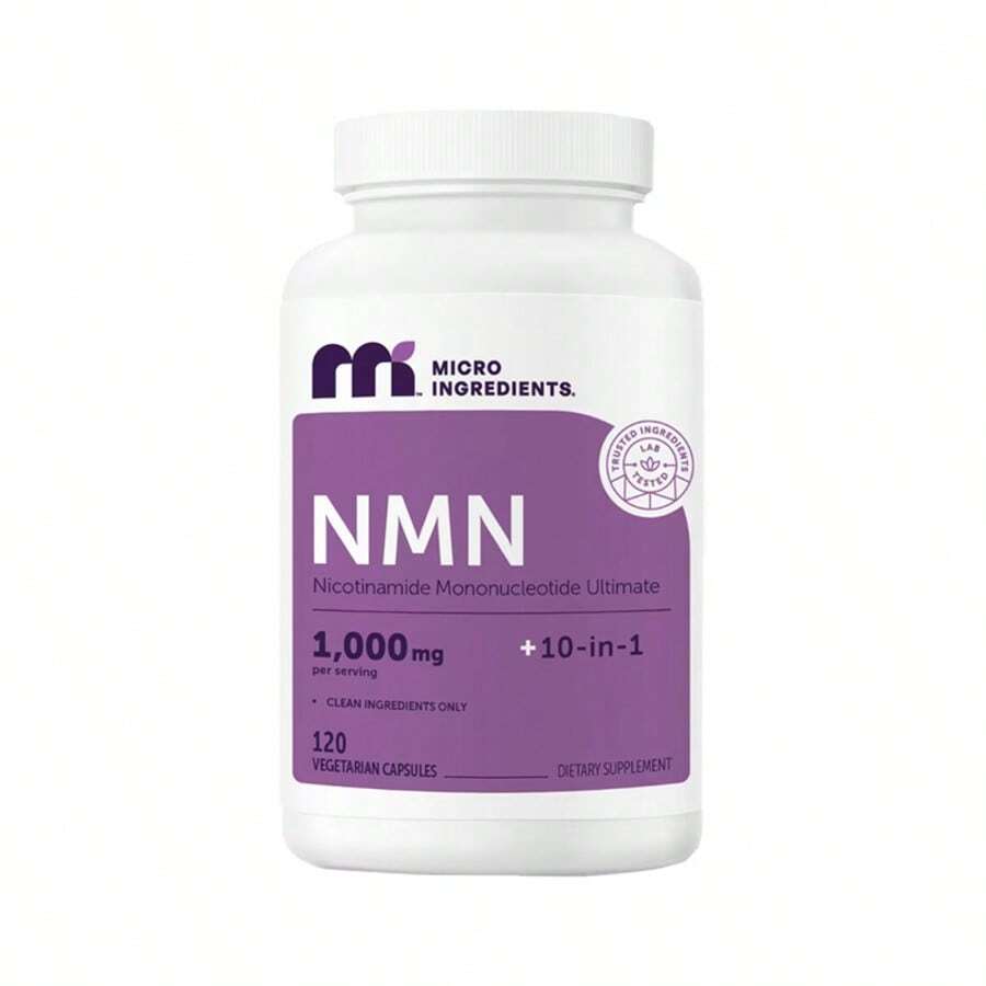 Micro*Ingredient*S NMN Complex 1,000mg Per Serving,10-1 Complex, Zero Filler Pure NMN 500mg With Vitamin C,Resveratrol,CoQ10.TMG,Quercetin,& Glutathione | NAD+Supplement Precursor - 120 viên nang - Xem 1