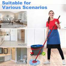 Mop Heads Replacements For Ocedar, 3 Pack Mop Replace Head For Ocedar RinseClean 2-Tank System, Spin Mop Replacement Head With 2 Scrubber Mop Head, Microfiber Mop Refills Deep Cleaning - ColorA - 查看 7