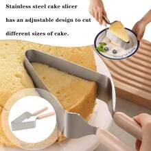 1pc Stainless Steel Triangle Cake Cutter With Dual Handles, Suitable For Desserts, Cakes, Breads And Pizzas - Multicolor - View 6