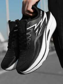 Campus Popcorn Sole Casual Sports Shoes, Outdoor Sports Running Shoes, Basketball Shoes, Breathable & Comfortable, Lightweight (Tongue With/Without Letters Randomly, Asymmetrical Sole Pattern, Random Delivery) - Black - View 1