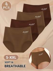 MIOTAN Bộ 4 quần lót nữ cotton không đường may, cạp trung, nâng đỡ, độ co giãn cao, thoải mái, thoáng khí. - Nhiều màu - Xem 1