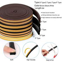 5M Door & Window Weather Stripping, Soundproof Insulation Seal Strip With Self-Adhesive Rubber Collision Protection - A - View 3