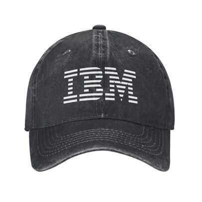 1pc IBM Embroidered Cotton Baseball Cap | 100% Breathable Cotton, Unisex Adjustable Fit, Hand Washable, Hip Hop Style For All Occasions, Vintage Dome Style