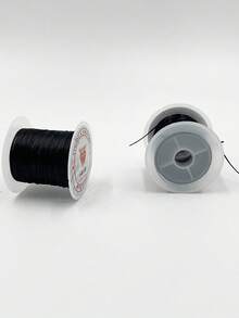 Black Elastic Cord, High Elasticity And Wear-Resistant, Resistant To Breaking When Pulled, Maintains Shape Over Long-Term Use. Wire Diameter 0.1mm, Length Approximately 10m, Easily Threaded Through Small Hole Beads. Spool Comes With Built-In Slot To Secure Cord End And Prevent Tangling, Convenient Storage, Suitable For Various Beaded Jewelry Making - Black Elastic Rope - View 6