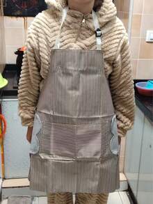 1 pieza Delantal ajustable tipo babero para cocinar, delantal de chef suave con bolsillos, adecuado para hombres y mujeres - Multicolor - Ver 10