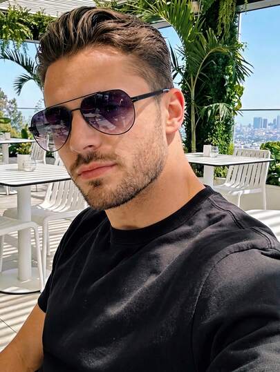 Gafas de sol de aviador de doble puente unisex, gafas de moda de metal retro, decoración clásica para uso al aire libre, viajes, playa, vacaciones y uso casual, gafas de conducción con protección UV para el verano