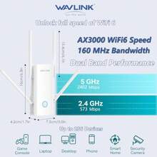 WAVLINK - Repetidor WiFi 6 potente para el hogar cubre hasta 2000sq.ft AX3000 amplificador WiFi de doble banda 5GHz/2.4GHz 4 x 5dBi Antenas WiFi Extender con puerto Gigabit para caja de Internet - como en la foto - Ver 3