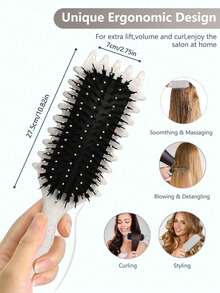 2035-Brushes Curling Hair Brush, Suitable For Styling, Shaping And Setting Curly Hair, For Both Men And Women, Can Be Used On Dry Or Wet Hair - 彩色 - 查看 6