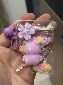 1pc Latest PVC Teenage Doll, Puppet Series PVC Teenage Hand Puppet Doll, Exquisite Sakura-Shaped Keychain And Transparent Protective Bag With Glitter Combination Design, Lightweight And Portable, Suitable As New Year Limited Edition Gift, Valentine's Day Limited Edition Gift, Back To School Season Gift Exchange - Multicolor - View 8