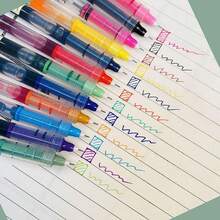 Bộ 5/10/15 bút bi gel khô nhanh, 12 màu mực lỏng, ngòi 0.5mm màu đen, xanh dương, đỏ, bút dung lượng lớn dùng để ký tên, văn phòng phẩm, đồ dùng học tập, chuẩn bị cho năm học mới. - Bút bi - Xem 11