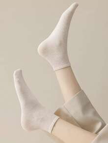 1/5 Pairs Random Women's Solid Color Waist Elastic Simple Breathable Absorbent Casual Ankle Socks - Multicolor - View 5