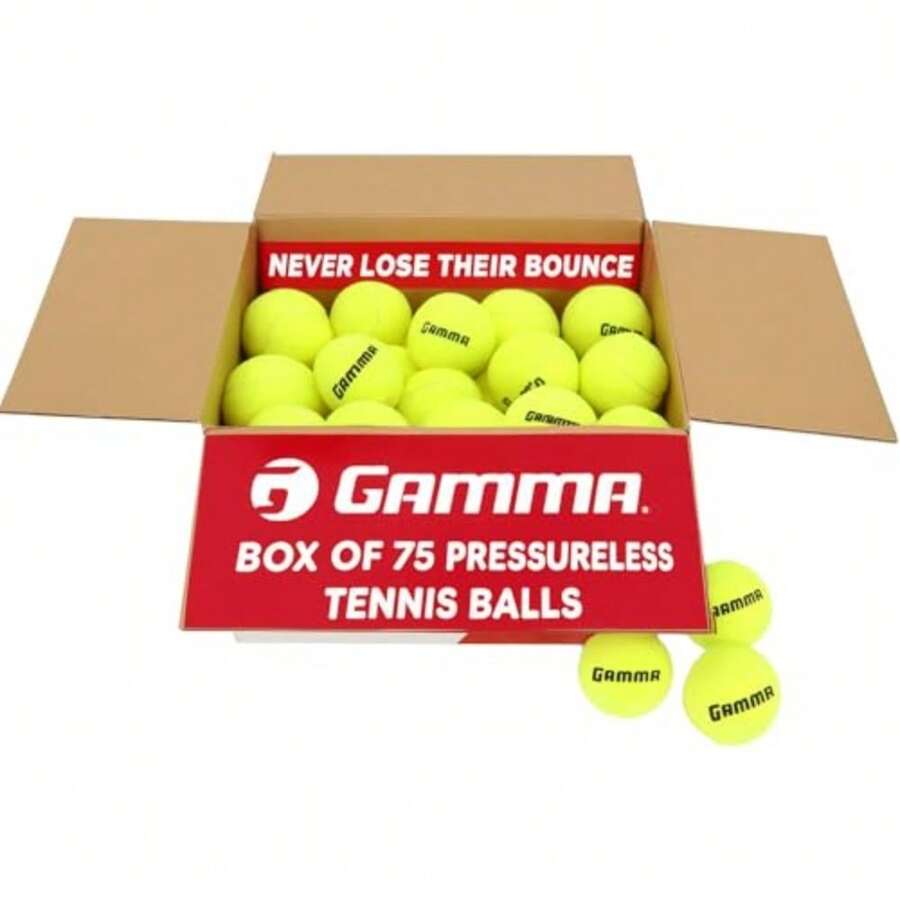 GAMMA Sports Pressureless Tennis Balls Box - Ideal for Practice Teaching and Training with High-Visbility Felt - Indoor and Outdoor Court Play - 48 and 75 Pack Sizes - Caja de 18 - Ver 1