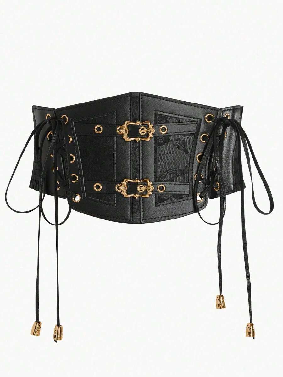 1pc Gothic Punk Lace Tassel Waist Chain Belt, Suitable For Halloween Night Party Or Daily Outfit Matching