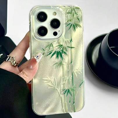 Chinese Style Compatible With IPhone 15 Pro Max Case, New Vintage Bamboo Design, Simple & Elegant, Creative Laser Engraved, Full Body Protection, Chinese Style, Suitable For Women,