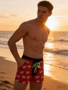 Bold Graphic Print & Playful Element Men's Fashionable Boxer Briefs - Đỏ - Xem 3