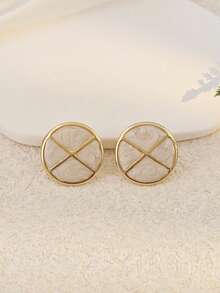 Court-Style Enamel Oil Drip Triangular Geometric Earrings, Fashionable Hollowed-Out Rotating Flower Earrings For Women Simple Stainless Steel Women's Gold Round Heart Shape Stud Earrings Summer Beach Vacation Bikini Accessories Attractive Clothes, Wedding Dresses Accessories - Versatile JewelryPerfect For Wearing While Swimming, Bathing, Exercising ,Great For Valentines Day, Birthday, Mother Day, And Vacation Surprises. - Multicolor - View 27