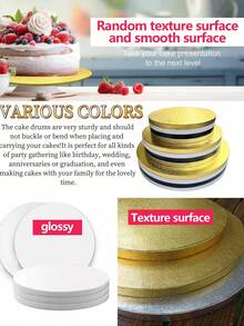 1/2/3/4 件白色/金色 8/10/12 英寸圆形蛋糕板，厚纸板，坚固的蛋糕底座，非常适合烘焙 DIY 蛋糕和糕点，家庭厨房烘焙配件，适用于节日、派对、婚礼、返校、复活节、母亲节 - 白色 - 查看 12