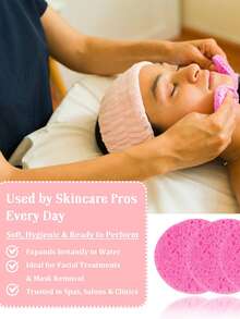 50/20/5 Peças Toalhas Faciais Redondas Descartáveis Comprimidas, Esponjas de Limpeza Comprimidas, Adequadas para Limpeza Facial Diária, Máscaras Esfoliantes e Remoção de Maquiagem. Ótimo para uso doméstico e viagens. Ferramentas de Limpeza Facial. - Rosa chiclete - Visão 4
