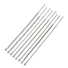 8pcs Stainless Steel Bracelet Set, Chain Bracelets For Men & Women - As Shown In the Figure - View 5