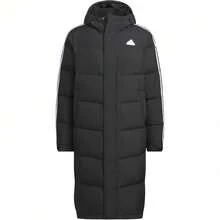 Adidas LONGDOWN Striped Waterproof Long Warm Sports Casual Quilted Down Jacket, Unisex, Black - Black - View 12