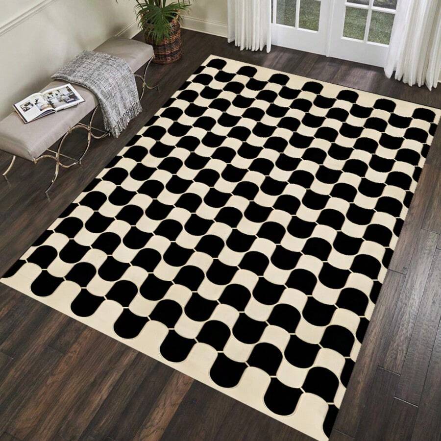 Thảm trải sàn họa tiết hình học, thảm trong nhà cho phòng khách, phòng ngủ - Thảm trang trí tối giản