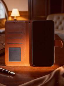 Luxury Faux Leather Wallet Phone Case For IPhone 17Pro Max, 16Pro, 15, 14Plus, 13, 12, Air - Brown - View 8