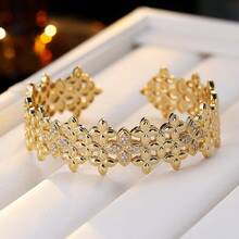 1pc Vintage Palace Style Hollow Floral Wide Bracelet Accessory, Suitable For Gifts, Parties, And Daily Wear - Bracelet - View 5